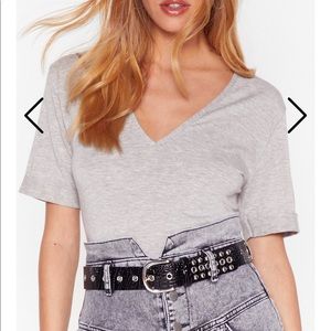 Nasty Gal Gray V-Neck
